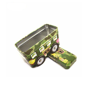 Interesting decorative special shape christmas metal truck school bus shape tin box for food and gift packaging