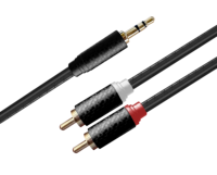 Cable de Audio en Y de Fibra de Carbono Trenzada de 3.5mm Macho a Doble RCA para Coche, Guitarra, Teléfono, PC a Amplificador/Altavoz - Conectores Chapados en Oro