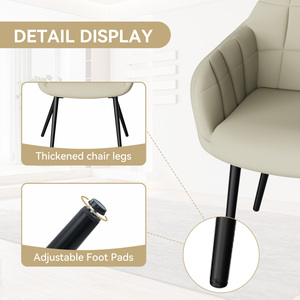 Sillas de Comedor Modernas Marrones con Respaldo Tapizado Acolchado, Resistentes al Agua, Diseño de Mediados de Siglo, Tapicería de Lino - Product Image 2