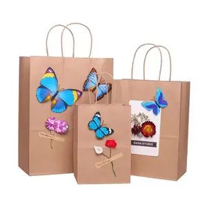 Custom Logo Print Bag Takeaway Kraft Paper Bag With Craft Handle For Gift Packaging Shopping Food Kraft Paper Bag