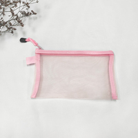 Petite pochette A4 en PVC avec fermeture éclair en nylon et filet pour crayons, rangement de documents en plastique pour filles