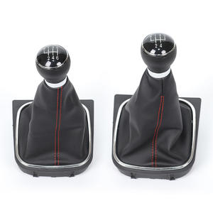 Housse anti-poussière pour levier de vitesse Volkswagen Sagitar, 5 ou 6 vitesses, cuir noir avec surpiqûres rouges, pour remplacement de transmission manuelle - Product Image 5