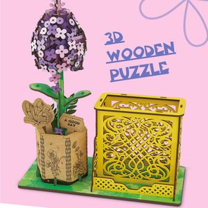 EPT 3D Houten Puzzel Bloemen Houten Handwerk Modelbouwsets Eeuwige Bloemen Rode Roos voor Vrouwen Moeder Educatief Speelgoed voor Kinderen - Product Image 5