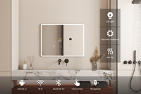 Pantalla LED Rectangular Inteligente Android Multifuncional con Diseño Moderno para Baño, con Bluetooth y Wi-Fi para Uso Doméstico