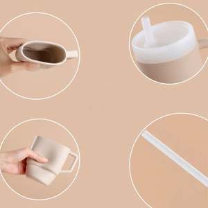 Bouteille à paille en silicone pour bébé de 9 oz, gobelet pour enfants anti-fuite avec poignée - Product Image 2
