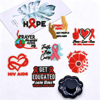 Breloques en PVC en forme de ruban rouge pour la Journée mondiale contre le SIDA, sensibilisation au VIH, foi, espoir, amour, accessoires décoratifs en caoutchouc souple pour sabots et sandales