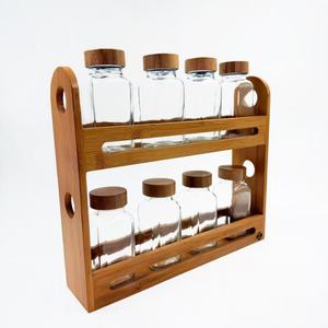 Bamboo <b>Spice</b> <b>Rack</b> Double Layer Desktop Kitchen Storage Organizer With Wooden <b>Jars</b> <b>For</b> Seasoning And <b>Spices</b> - Product Image 1