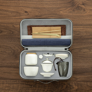 ชุดชงชาแบบกังฟู พอร์ซเลนสีขาว ชุดชงชาพกพาสำหรับฝึกพิธีชงชา - Product Image 1
