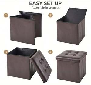 Taburete Plegable de Almacenamiento, Cubo de 15 Pulgadas, Otomana Pequeña, Reposapiés, Asiento Acolchado - Product Image 5