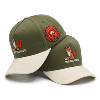 Casquettes de baseball 5 panneaux, couronne structurée, tissu sergé, visière pré-courbée, broderie 3D renard, vert olive, pour activités de plein air, camping, randonnée