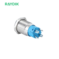 Interrupteur à bouton-poussoir métallique momentané anti-vandalisme étanche IP67 12 mm 12 V avec LED