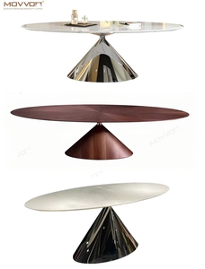 Moderno italiano ovale/rotondo tavolo da pranzo in marmo con Base in acciaio <span class=keywords><strong>inox</strong></span> vendita diretta di <span class=keywords><strong>mobili</strong></span> per la casa - Product Image 5