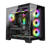 Boîtier d'ordinateur View Room avec panneau transparent intégral, barre lumineuse RGB, refroidissement liquide 360, châssis de bureau électronique MicroATX en acier pour jeux
