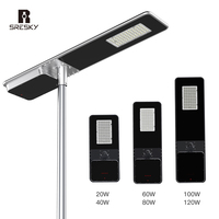 SRESKY Design Unique Lampes Solaires Extérieures Tout-en-un Étanches 20W 40W 60W 80W 120W