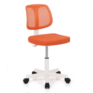Bunter höhen verstellbarer drehbarer Bürostuhl aus orange farbenem Netz gewebe ohne Arm