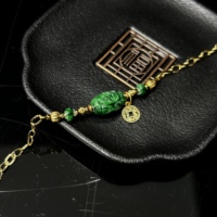 Bracelet en jadéite birmane naturelle de qualité A, Lu Lu Tong, bracelet en jadéite verte de haute qualité, bracelet sculpté en jadéite pour femmes, cadeau en jadéite (avec NGTC)