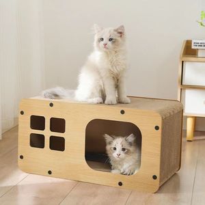 Cama y rascador para gatos de una pieza, rascador para gatos que no suelta pelusa, cartón corrugado grueso y ampliado - Product Image 2
