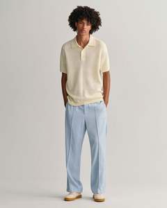 Polo de algodón texturizado personalizado, camisetas de punto de manga corta con diseño transpirable hueco para hombre - Product Image 4