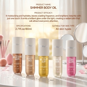 Huile Corporelle Scintillante Vitamine E Huile de Jojoba Huile Minérale Glycérine - Éclat Doré Illumine Unifie le Teint Hydratant et Contourant - Product Image 1