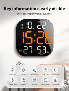 NEW Modern Large LED Brightness Adjustable Timer Alarm <b>Digital</b> <b>Wall</b> Table <b>Clock</b> Battery Operated LUMINOVA Remote Home Decor - Product Image 2