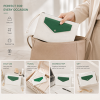 Ensemble de pochettes modernes à fermeture éclair 2 pièces avec logo personnalisé, porte-cartes enveloppe, organiseur de voyage minimaliste, pochette écologique durable