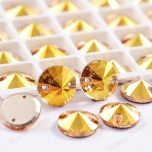 Oleeya Factory 10mm 12mm Round Rivoli Shape Wholesale Crystal AB 5A Bevel Sew on Glass Rhinestone for Clothing Making - Product Image 6