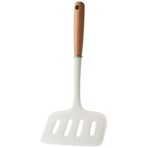 BPA Free Large Food Grade <b>Silicone</b> Slotted Turner Spatula Wooden Handle Heat Resistant Non Stick Stir Fry Cooking <b>Tool</b> - Product Image 6