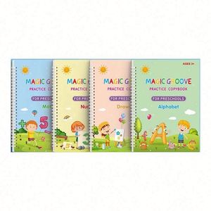Lot de 4 cahiers de calligraphie magique pour l'apprentissage de l'anglais, livre de mots imprimés, portable, papier de haute qualité, meilleur cadeau pour enfant - Product Image 1