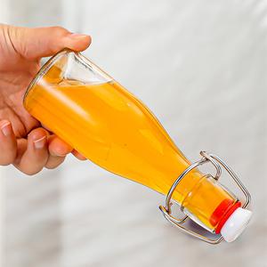 Bouteille en verre carrée de 50 ml, 100 ml, 3,5 oz pour eau, jus, bière, liqueur, décoration d'intérieur, avec bouchon à bascule en acier inoxydable 304/201 - Product Image 2