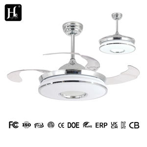 42Inch Modern Retractable <b>Ceiling</b> <b>Fans</b> <b>with</b> <b>Light</b> Speaker Music Player Chandelier 3 Colors Invisible Blades <b>Remote</b> <b>Control</b> - Product Image 4