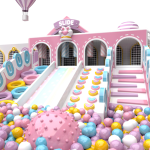 Aire <span class=keywords><strong>de</strong></span> jeux intérieure haut <span class=keywords><strong>de</strong></span> gamme Candy Macaron avec toboggans rose pastel pour les espaces <span class=keywords><strong>de</strong></span> jeux des communautés résidentielles <span class=keywords><strong>de</strong></span> luxe - Product Image 1