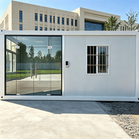 Bureau conteneur mobile et amovible, maison conteneur préfabriquée modulaire avec porte d'entrée en verre et fenêtre de sécurité