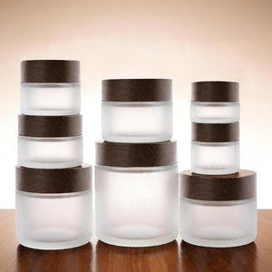 Environmental 5/15/30/50/100ml Empty Eye <strong>Cream</strong> Glass Container Refillable Frosted Glass Cosmetic Jars With Bamboo Lid - Product Image 1