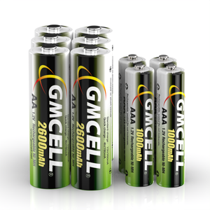 Pilas Recargables AA Nimh GMCELL de 1.2V y 1000mAh Ni-Mh para Electrónica de Consumo y Juguetes, Variantes de hasta 2600mAh - Product Image 1
