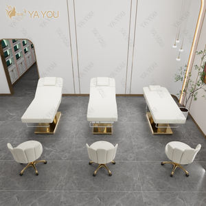 Giường <span class=keywords><strong>massage</strong></span> mặt 4 động cơ, cột đôi, chân đế kim loại mạ vàng cao cấp dành cho salon làm đẹp - Product Image 4