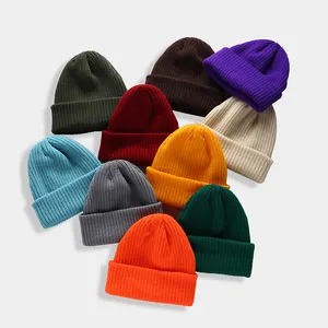 Зимние шапки, однотонная Шапка-бини в стиле хип-хоп, шапка, уличная вязаная шапка, Мягкая Повседневная акриловая шапка унисекс с тыквой, теплая шапка с дыней для женщин и мужчин