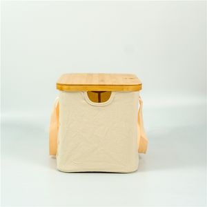 Panier de rangement Chanodug en carton et bambou, recouvert de toile, pour extérieur, grain de bois kaki, modèle FX-7205 - Product Image 2