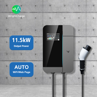 Tipo 1/Tipo 2/GBT/NACS 	 Cargador de Pared Inteligente para Vehículos Eléctricos de 11.5kW con Certificación DLB UL, WiFi y RFID para Uso en Estaciones de Carga Domésticas en Garajes de EE. UU.