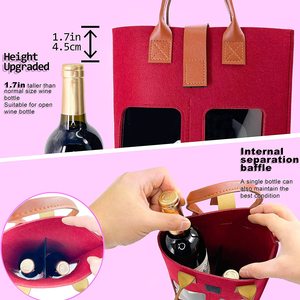 Túi Hai Chai Rượu Vang Túi Đựng Rượu Bằng Nỉ Túi Quà Tặng Chai Tái Sử Dụng Có Tay Cầm Cho Bữa Tiệc Cắm Trại Và Dã Ngoại - Product Image 5