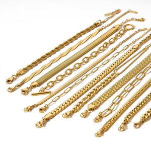 Wholesale Trendy Custom Luxury Anti Tarnish <b>Solid</b> 14k 18k Gold Stainless Steel <b>Braceletes</b> for Women - Product Image 5
