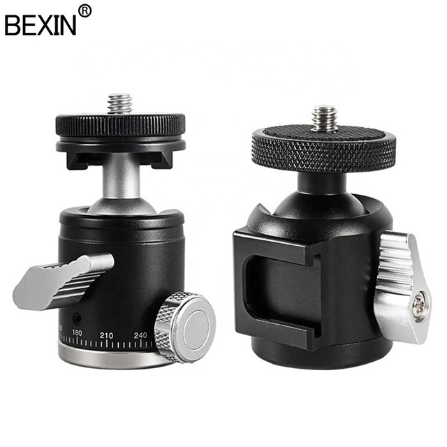 BEXIN Gimbal with Hot Shoe Tripod Mount Camera Ball Head for LED Light Flash Mount DSLR Camera