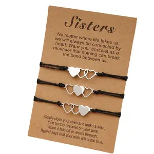 Friendship Sisters Gift Make a Wish Stainless Steel Personalized Jewelry Big Little Sister Charm Bracelet for Women Girls