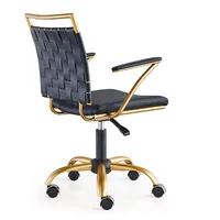 Chaise de bureau pivotante ergonomique de luxe en cuir PU, noir et or, chaise de bureau d'ordinateur