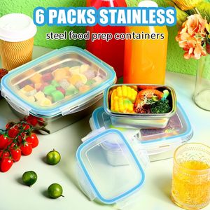 304 Stainless Steel Luxury Airtight Bento <b>Lunch</b> <b>Box</b> Lid Microwave Safe Heatable Reusable Stackable Nestable BPA Free High - Product Image 4