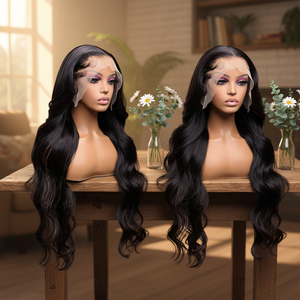 批发巴西处女天然松散波浪人发高清蕾丝前额假发透明蕾丝深波浪前额人发假发 - Product Image 1