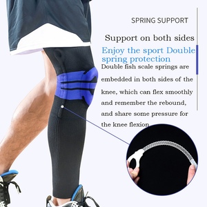Genouillère Longue Rembourrée en Silicone Élastique <span class=keywords><strong>Manchon</strong></span> de Compression Course Attelle de Soutien <span class=keywords><strong>Mollet</strong></span> et Genou pour Fitness Volley-ball Football <span class=keywords><strong>Sport</strong></span> - Product Image 4