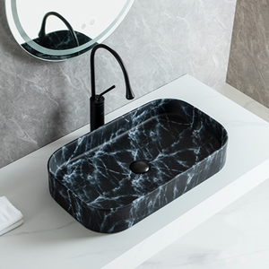 <span class=keywords><strong>Precio</strong></span> de fábrica Estilo de mármol Mesa de cerámica negra Fregadero DE ARTE rectangular Baño Superficie sólida <span class=keywords><strong>Lavabo</strong></span> elegante - Product Image 1