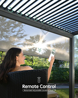 Pérgola de Jardín Independiente de Tamaño Personalizado, Terraza Exterior con Techo de Láminas Motorizadas, Pabellón Bioclimático para Terraza