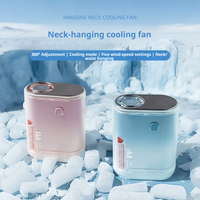 Ventilateur de cou rafraîchissant portable chic, rechargeable 3000 mAh, avec écran LED réglable 5 vitesses, à clipser, rotation 360° °   Rotation extérieure pour la maison