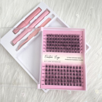 Kit de cils individuels en vison faits à la main, personnalisables, avec base, adhésif et scellant, cils en grappes pré-coupées